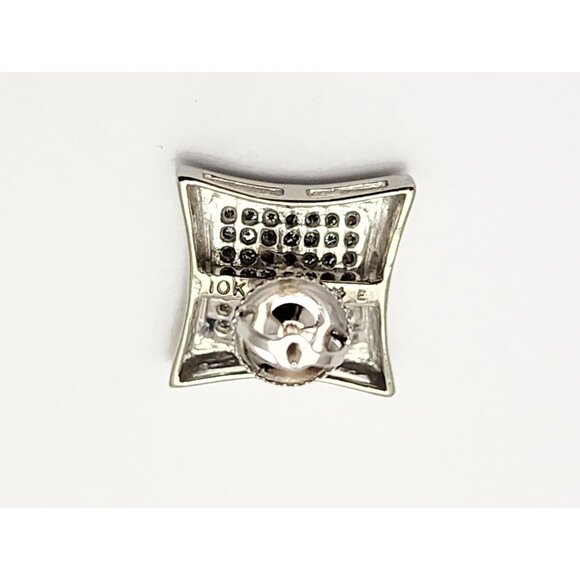 Unique Single 10K Solid White Gold Square Shaped Diamond Stud Earring - 0.25ct - Picture 11 of 12